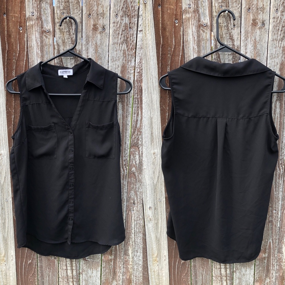 Express Black Portofino Blouse - Sheer